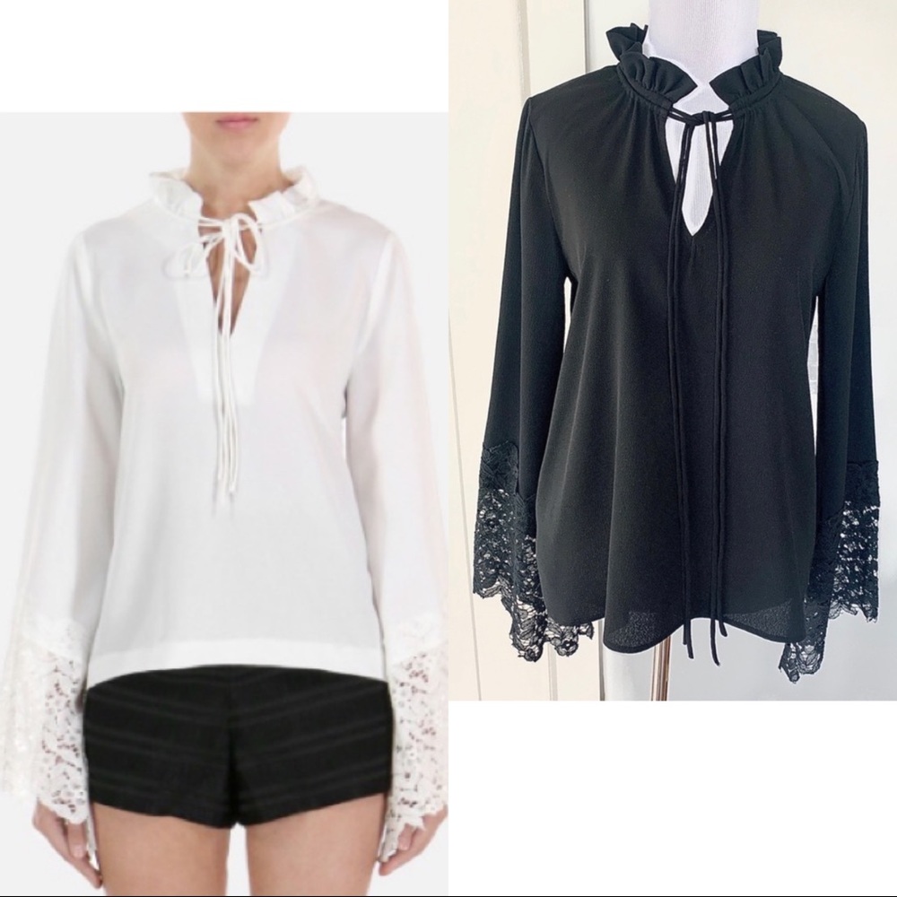 Endless Rose Black Bell Lace Sleeve Blouse‎ S